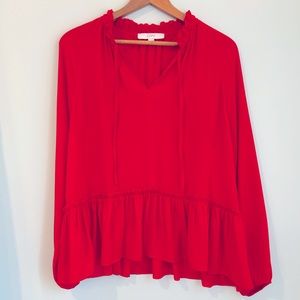 LOFT red flouncy blouse